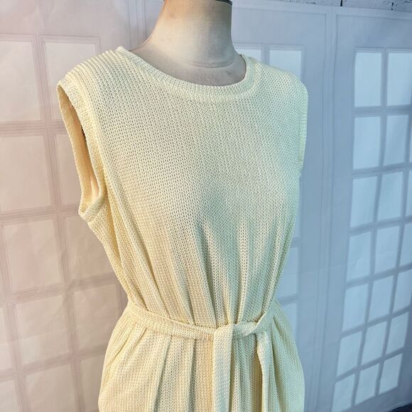 Joseph Ribkoff cream knit tie waist midi dress size 14 - Picture 2 of 9